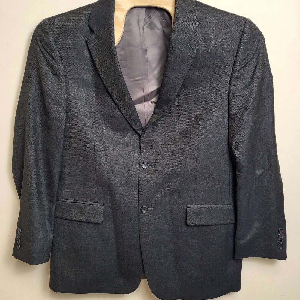 Jos. A Bank Signature Fit Silk Wool Gray Blazer Jacket Mens 44L Sport Coat READ